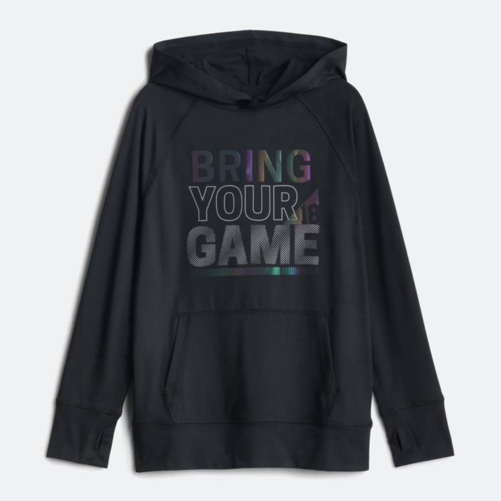 Long sleeve graphic hoodie, black, boys large (12-14)